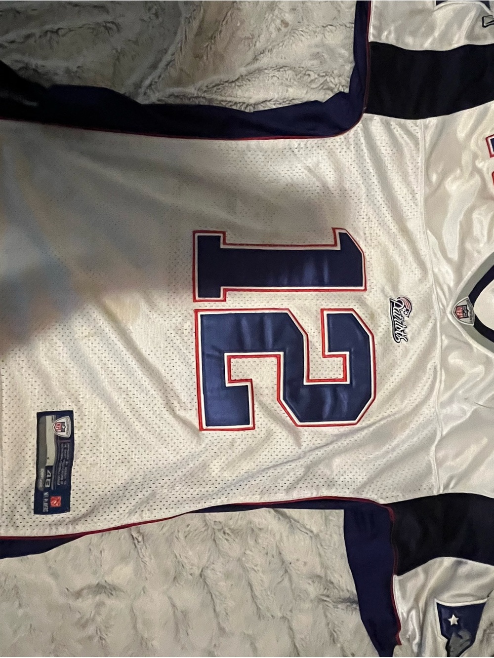 Reebok White/Navy Number 12 Patriots NFL Jersey